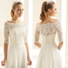 Wedding Dress Jacket for Bride white lvory Lace Top Accessories 6 8 10 12 14 16