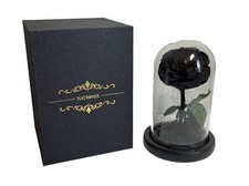 NATROSES Handmade Preserved Roses in Glass Dome - Long Lasting Rea lBlack Roses