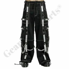  Rare Men's Gothic Bondage Reflective Pant Alternative Punk Shorts Rock Trouser