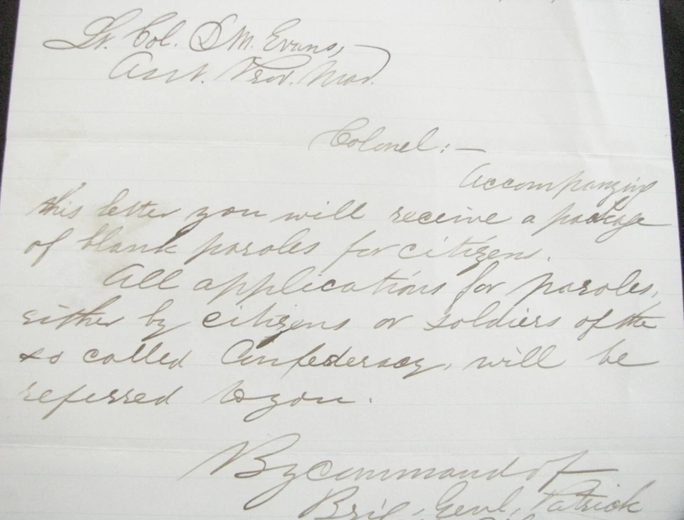 GUERRA CIVIL CONFEDERADO EJÉRCITO LEE CARTA DE LIBERTAD CONDICIONAL RICHMOND ABRIL 1865 Foto 2 de 4