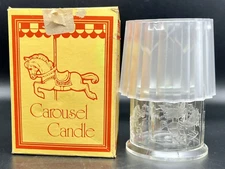 Vtg Henco Carousel Candle Holder Votive Hard Plastic Hobby Horses Original Box
