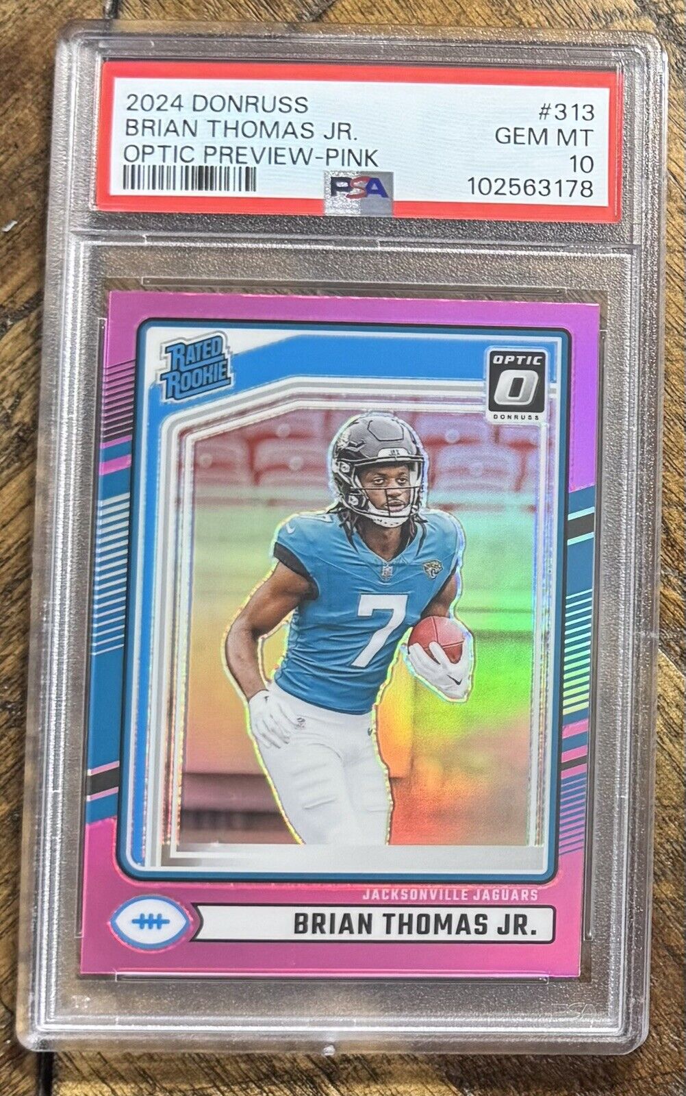 Brian Thomas Jr. 2024 Donruss #313 Optic Preview - Pink Brian Thomas Jr. 2024 Donruss #313 Optic Preview - Pink