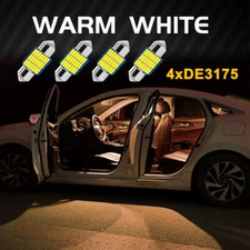 4 Warm White 31MM Festoon Dome Map Interior LED Light Bulbs DE3175 DE3022 CANBUS