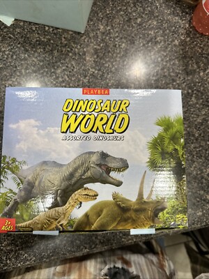 Dinosaur World by Playbea with 9 assorted Dino s, 5 trees, and a playmat NEW