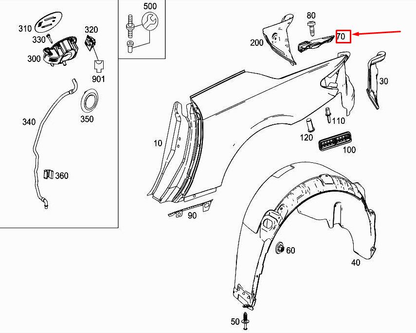 MERCEDES-BENZ SL R231 Rücklichthalterung hinten rechts A2317570882