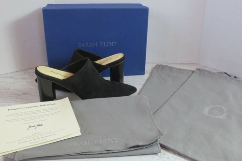 Sarah Flint Perfect Pantolette 85 Damen Gr. 41 US 10 Schwarz Wildleder Blockabsatz Schuhe NEU