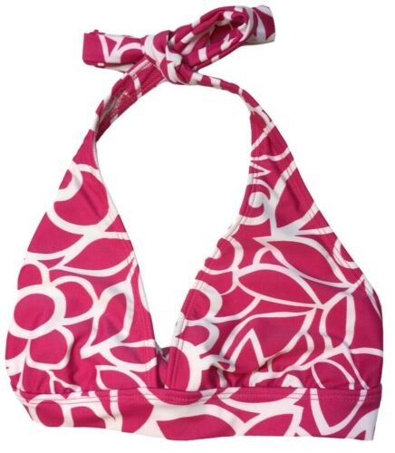 Mossimo Women's Size Small Halter Pink & White Swim Suit Back Tie Top