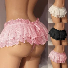 Women Lace Mini Skirt Micro High Waist Short Lingerie Underwear Panties Skirt