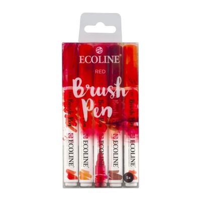 Talens 5 brush pens Red