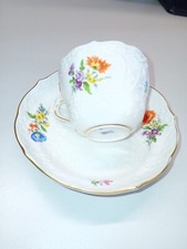 MOKKA Tasse +Untertasse MEISSEN Pfeifferzeit "Blümchen" Dekor + Goldrand  1.Wahl
