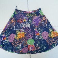 WHITE STUFF Skirt 12 Blue Floral Midi Polyester Lined