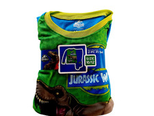 Boys Jurassic World Pajamas 2 Piece Set Dinosaur Flece Shirt Pants 10-12 New