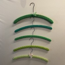 5 Vintage Retro Crochet Hangers Art Deco Varying Shades of Green