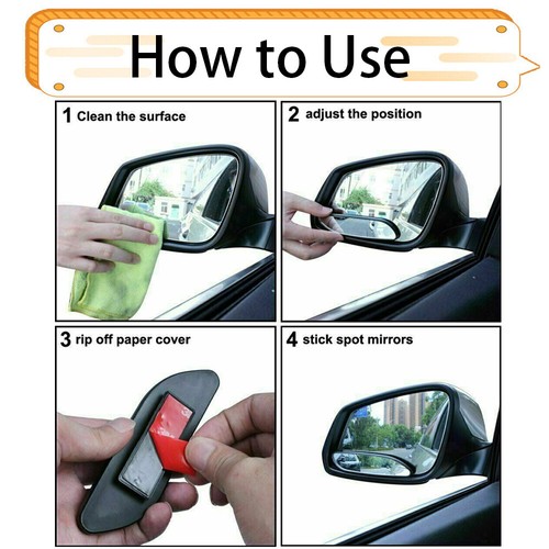 2 PIEZAS Espejo Punto Ciego para Coches Auto 360° Gran Angular Convexo Vista Lateral Trasera SUV - Imagen 6 de 6