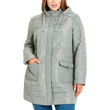 Evans Womens Green Puffer Long Sleeves Quilted Coat Outerwear Plus 22 Bhfo 8451