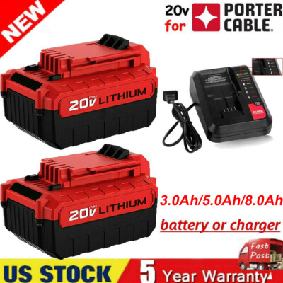 20 Volt Lithium-Ion Battery or Charger for PORTER CABLE 20V Max PCC680L PCC685L