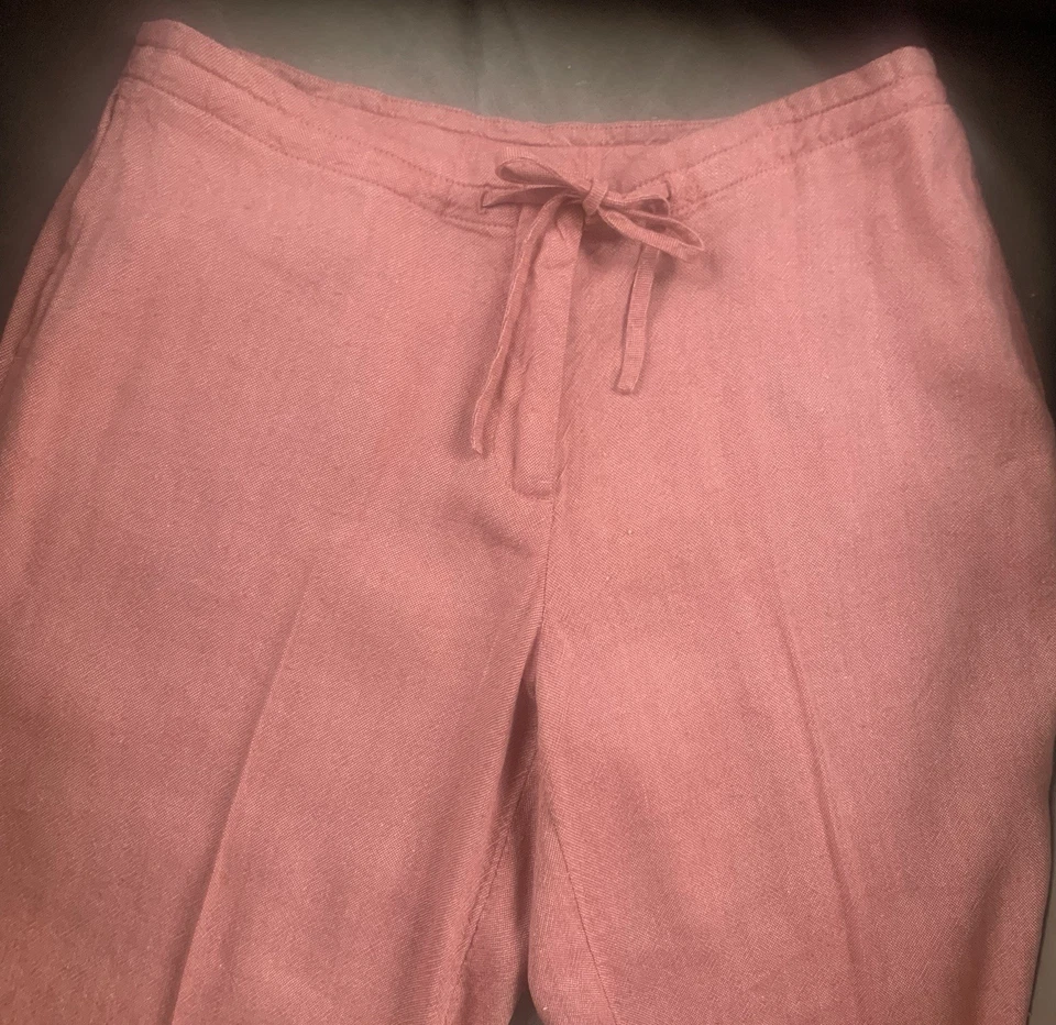 Pantalones para mujer Jill mezcla de lino con cordón cintura dobladillo bordado talla pequeña 8 Foto 4 de 4