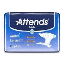 NEW Attends Briefs Adult Brief Diapers Large Size 24 Pack 44" To 58"