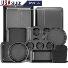 Nonstick Baking Set W/ Oven Mitts Cooling Rack Carbon Steel Kitchen Essentials