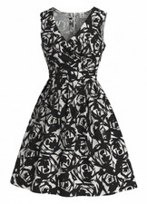 Calvin Klein Womens 6 Black White Fit & Flare Cocktail Party Dress Retro