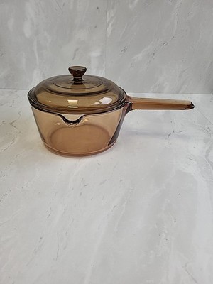 Vintage Vision Pyrex Rauchglas 1,5L Kochtopf mit Deckel. PD