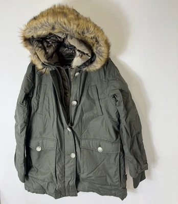 Parka Schott Sylvanie caqui talla XL UK 18 capucha de piel de algodón PVP £280 - Imagen 1 de 4