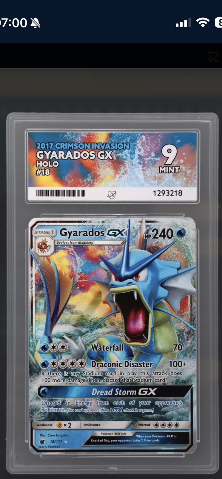 Gyarados GX 18/111 2017 Crimson Invasion Sun & Moon Pokémon Card ACE 9 NM-MT