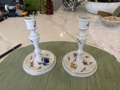 Herend Porcelain Decorative Candlesticks Fruit & flower Pattern for Taper Candle
