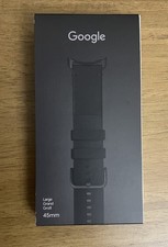 Google Crafted Leather Band for Pixel Watch - Obsidian- Large- 45mm