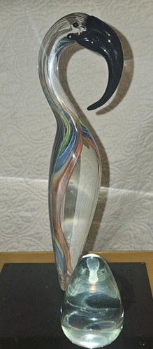 Vintage 13" Murano Glass Flamingo - Sommerso Wading Bird Art Glass 365nm UV Glow