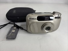 Minolta Capios 20 Gray 35-70mm Macro Point Shoot 35mm Film Camera W/ Case Remote