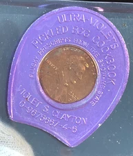 Encased Coin US Lincoln Cent 2000-D Violet's Pickled Egg Cookbook Advertisement