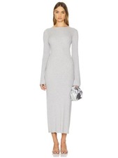 Show Me Your MuMu City Dress Sparkle Silver Womens Rib Knit Long Sleeve Maxi XS