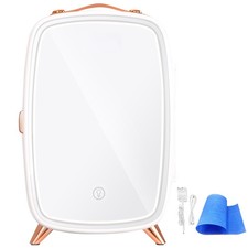 6L Mini Fridge with Mirror LED Light 3-Level Beauty Cooler