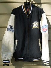 Men's 75th Anniversary 2007 Pittsburgh Steelers Leather Varsity Jacket Used RARE