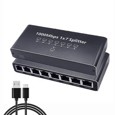 RJ45 Gigabit Ethernet Splitter 1000Mbps LAN Network Internet 1 to 7 Out Adapter