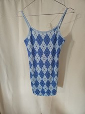Spaghetti Strap Pencil Dress Size Youth Large Clueless Stlye Checkered Pattern