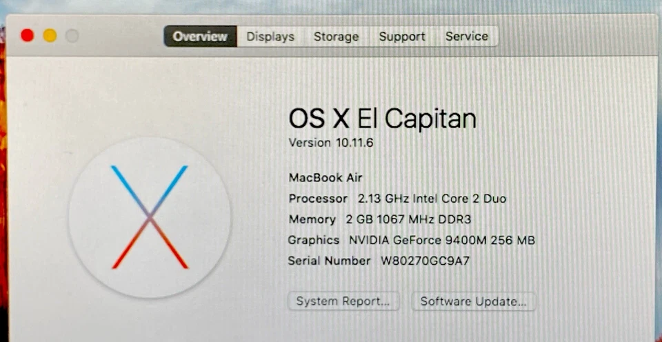 Apple MacBook Air 13" Mid-2009 A1304 Core 2 Duo 2.13 GHz 2GB RAM 128GB SSD GPU - Image 2 of 4