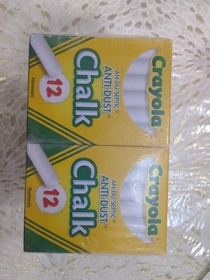 New Crayola Nontoxic White Chalk 6 Boxes, 12 Sticks In Each Box Total: 72 Sticks