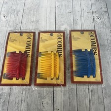 Goody Vintage Hair Care 1975 Stay Tight Combs Red Blue Yellow Lot Of 3 USA New