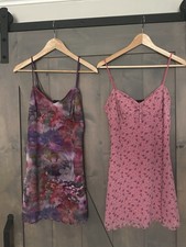 Lot of 2 UO Mesh Babydoll Mini Slip Dress Indie Sleaze Y2K Fairy Lined Overlay M