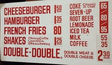 Early IN-N-OUT BURGER Sign Menu 44x24 Metal Cheeseburger $1.50