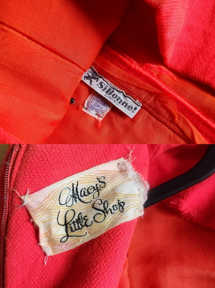 Vintage 1960s Mod Orange Wool Mini Shift Dress: 60s Space Age, Women's XS  - Image 4 of 4