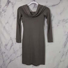 wilfred free Women's Gray Brown XS Cowl Neck Amilna Bodycon Dress Stretch.