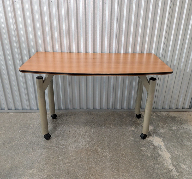Rectangular Office Table/Desk with Woodgrain Top and Metal Legs