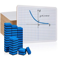 48 Pack Dry Erase XY Axis Graph Lap Boards 9'' x 12'' Double Sided White Boar...