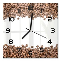 Quadratische Glasuhr Aus GehäRtetem Glas Kaffeebohnen Schwarze Zeiger 30X30 Cm