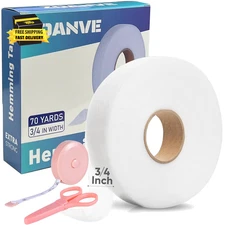Hem Tape 3/4 INCH X 70 Yards No Sew Iron-On Fusible Interfacing Hemming Fabric T