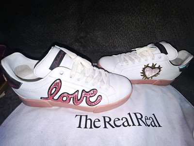Dolce & Gabbana Portofino Love Patch Heart Leather Sneakers 40.5 US 10.5