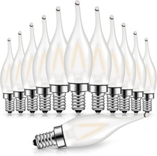 12 Pack Frosted LED Candelabra Bulbs, Night Light Bulb 15 Watt Equivalent 1.5W E